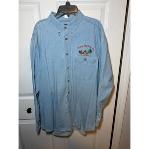 Three Rivers Light Blue Chambray Button Front Shirt Men's Large